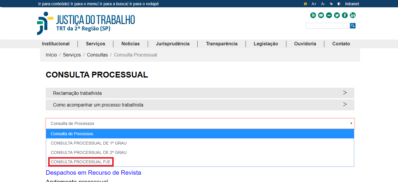 consultar processo trabalhista